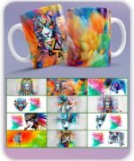 taza diseños animales acuarela