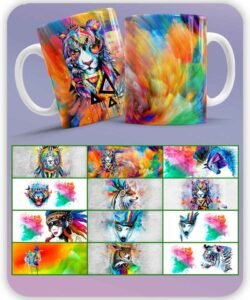 taza diseños animales acuarela